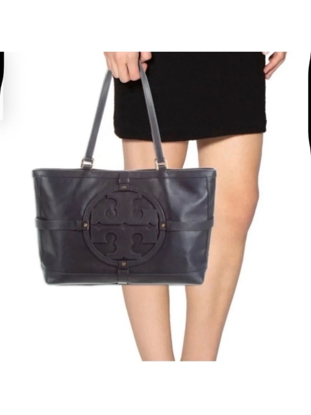 Tory Burch - Navy Blue Holly East West Butter Smooth Leather Tote - RARE